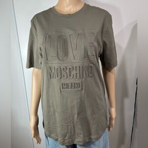 Love Moschino green tshirt with embossed logo men’s medium